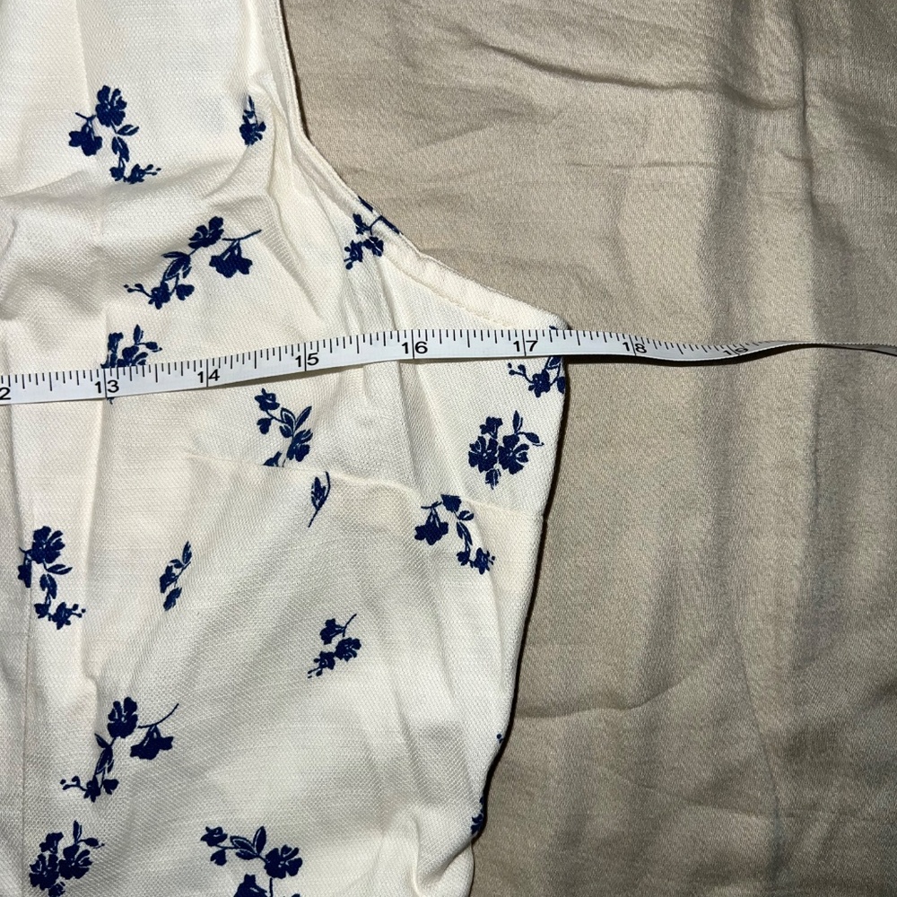 Button-Front Godet Mini A-Line Dress - Cream Floral S - Picture 4 of 4